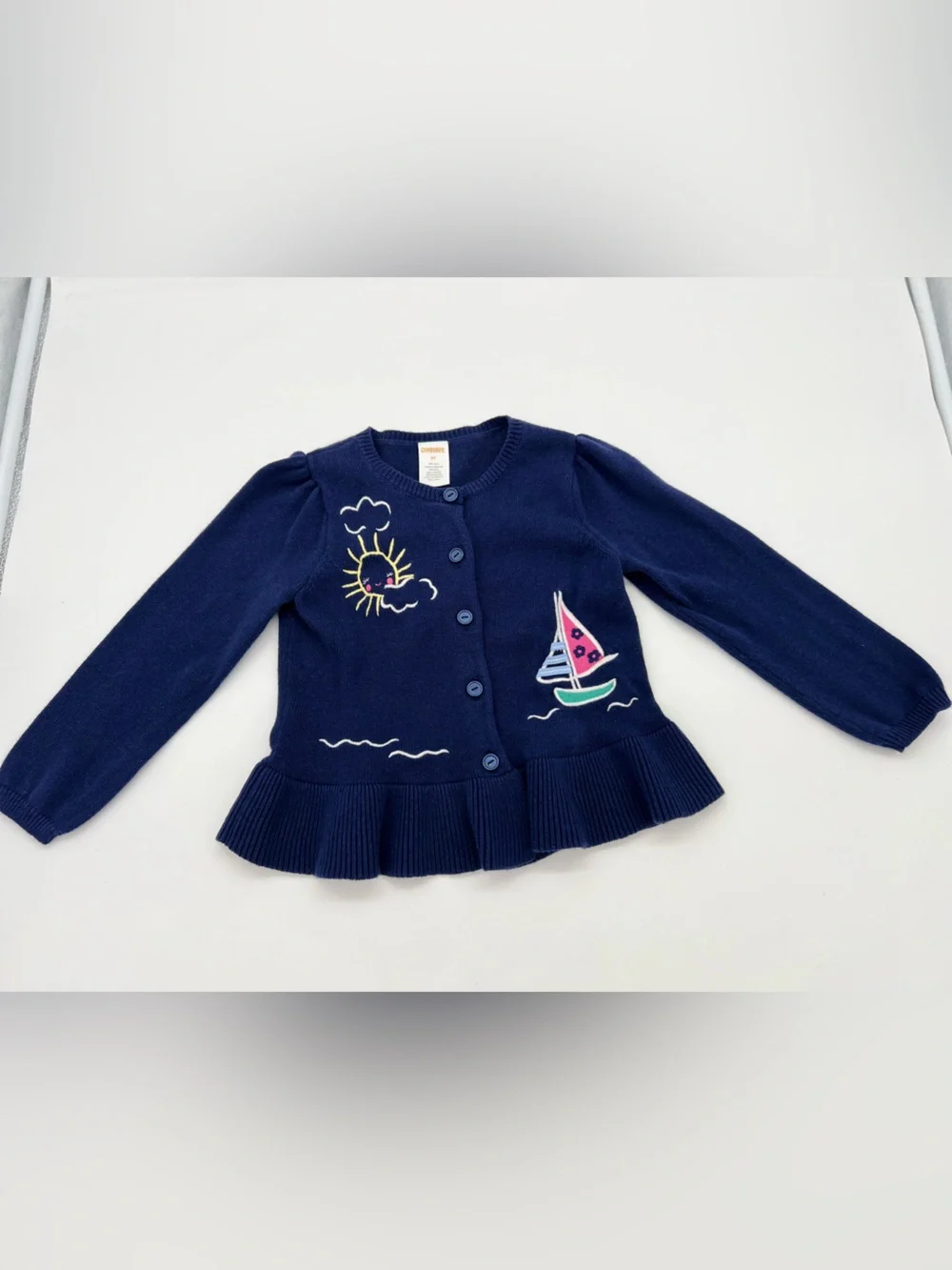 Gymboree Girls Blue Button Up Cotton Cardigan 3T Sailing Sun